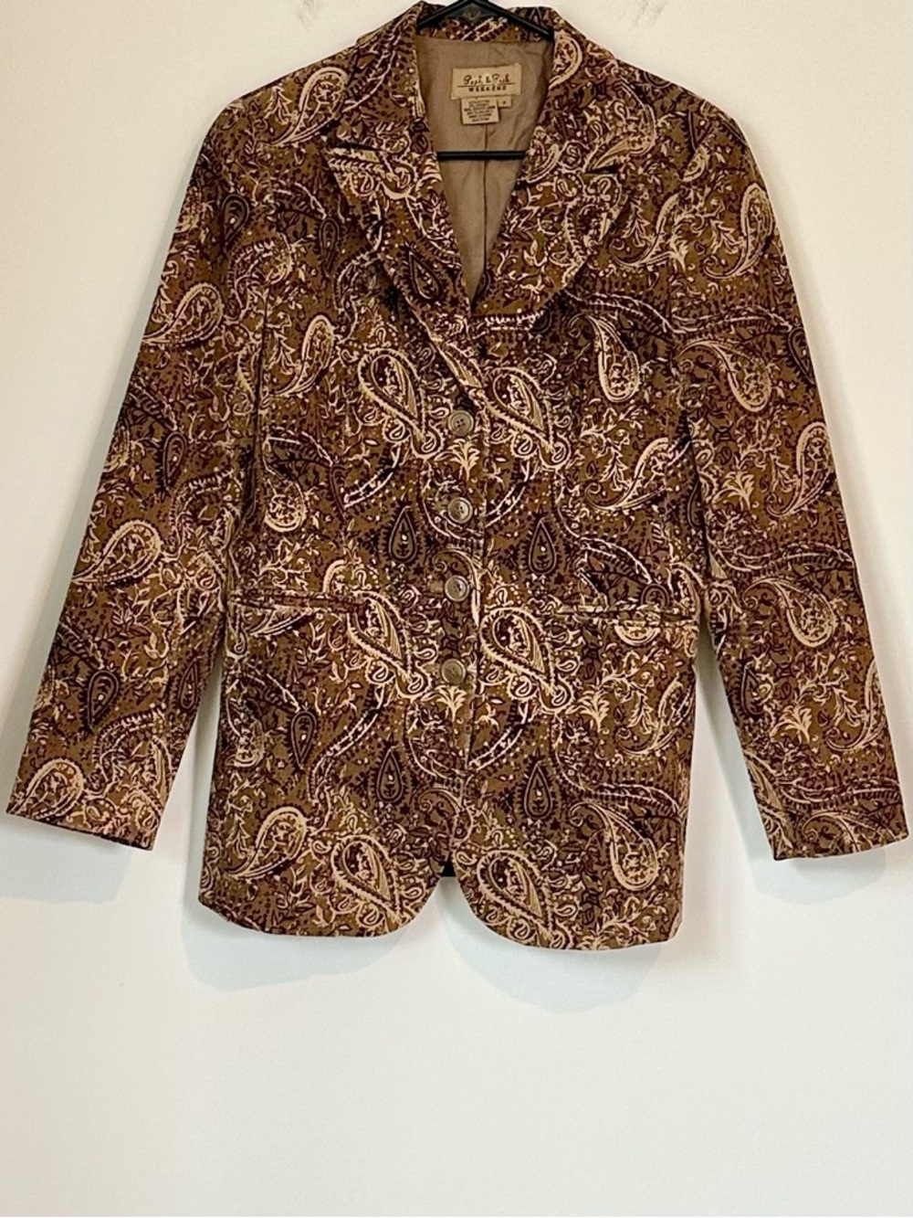 Peck & Peck Brown Paisley Notch-Lapel Blazer - Size: 8
